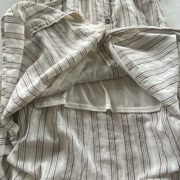 Moon River Maxi Dress Small Cream Striped Sleeveless Button Up Pockets - Picture 8 of 12